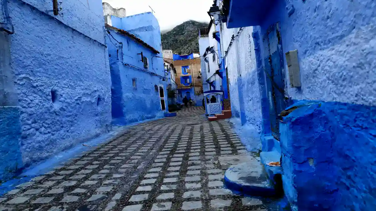 Blue-painted street in Chefchaouen