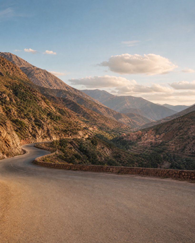 Illustrated route map of the Atlas Mountains